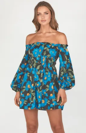 Floral Off the Shoulder Dress with Elastic Waist Detail (WDR452A)