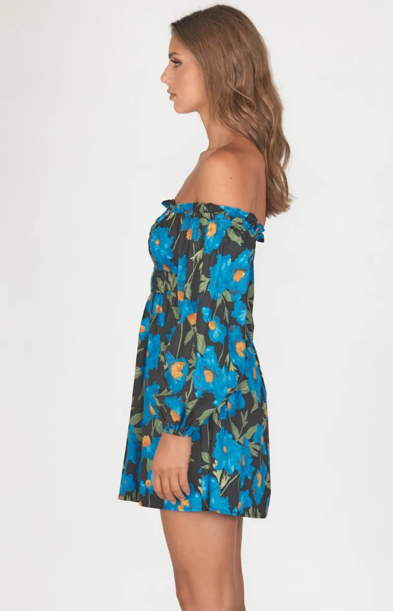 Floral Off the Shoulder Dress with Elastic Waist Detail (WDR452A)