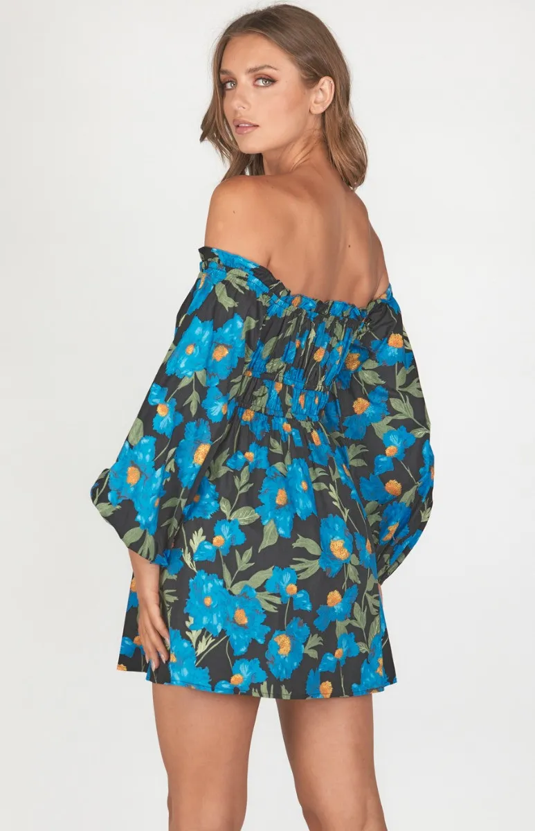 Floral Off the Shoulder Dress with Elastic Waist Detail (WDR452A)