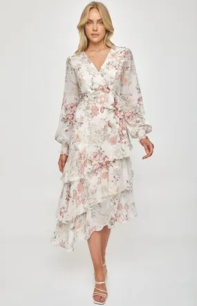 Floral Tiered Hem Midi Dress (ADR1151-2A) 