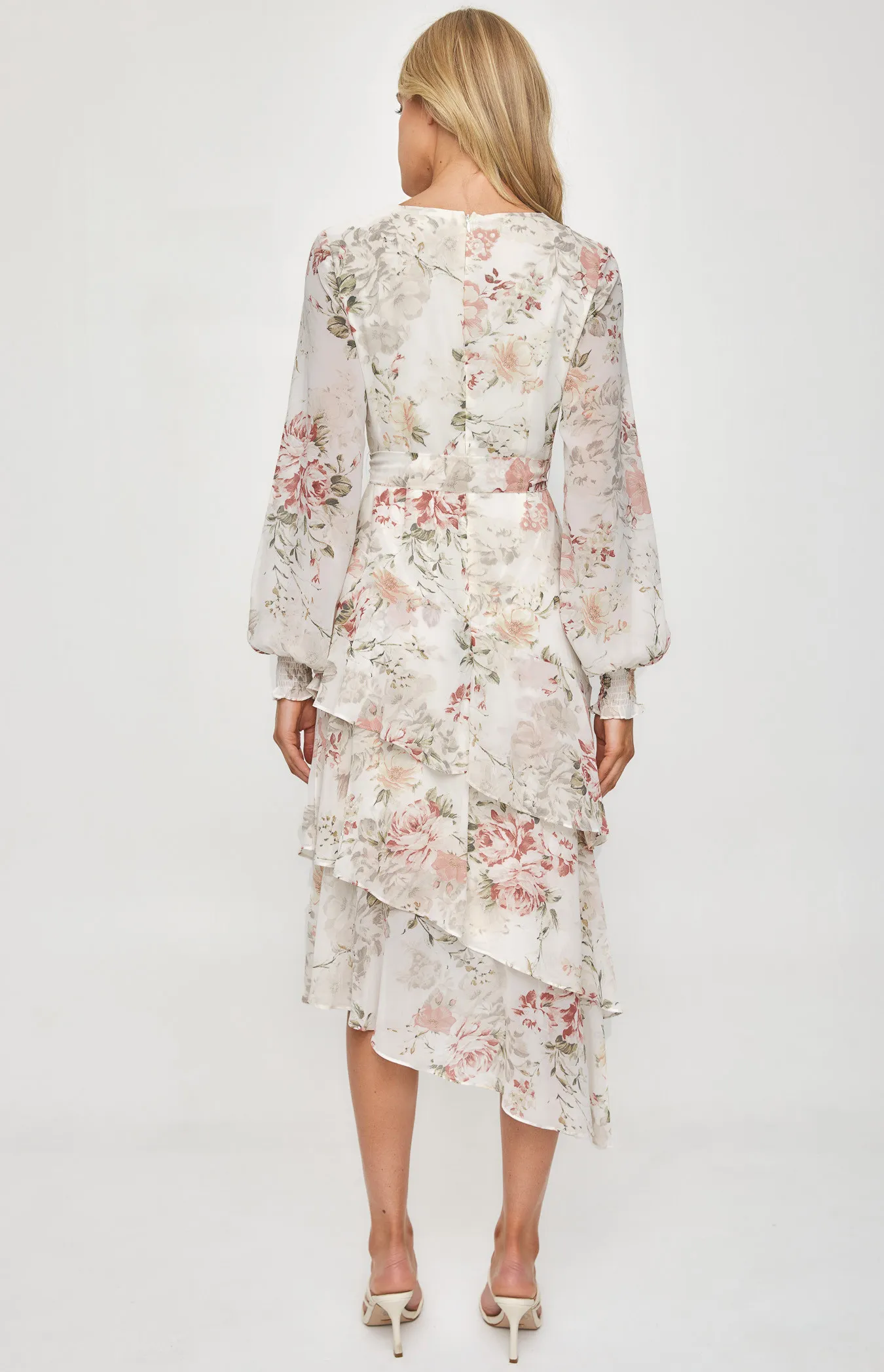 Floral Tiered Hem Midi Dress (ADR1151-2A) 