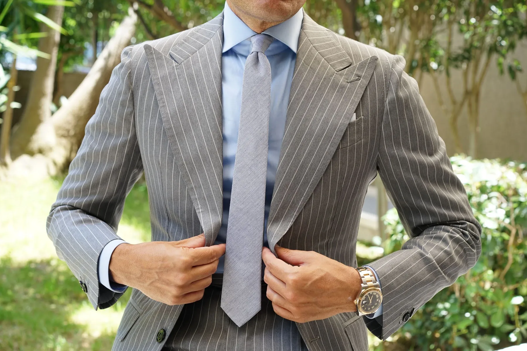 French Pinstripe Cotton Skinny Tie