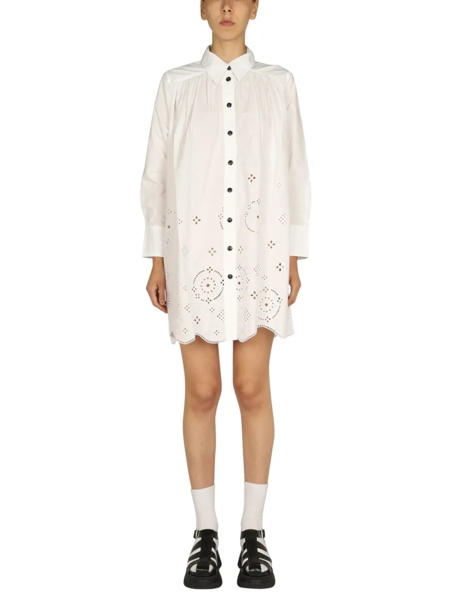 Ganni Buttoned Mini Shirt Dress