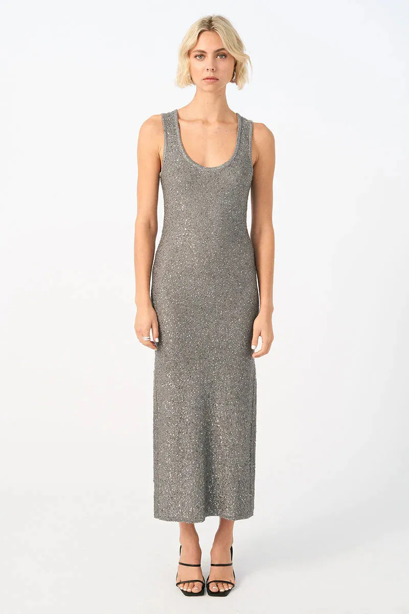 GLEAM MIDI DRESS PLATINUM