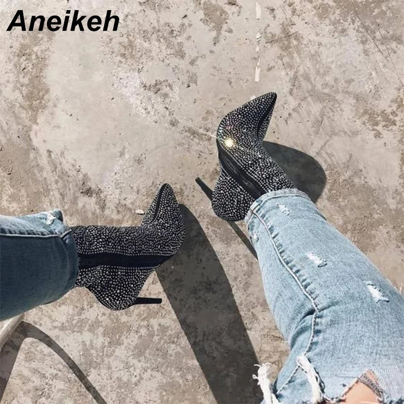 GLITTER HIGH-HEEL ANKLE BOOTS