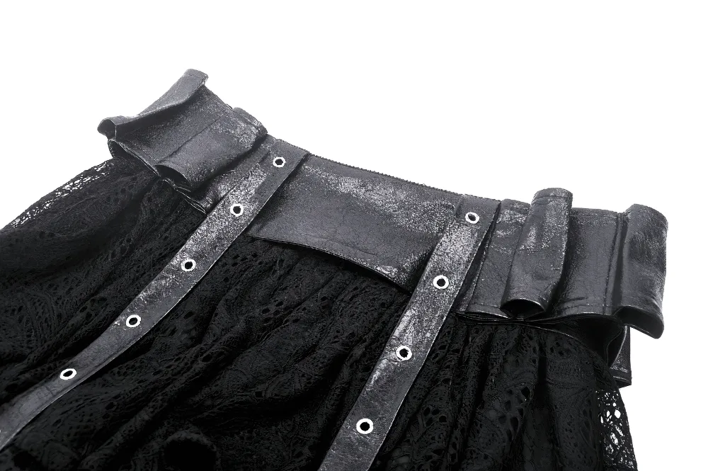 Gothic Lace Skirt with Faux Leather Corset Detailing