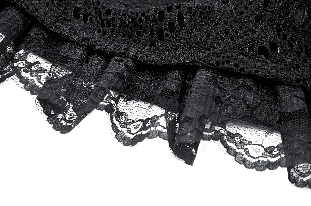 Gothic Lace Skirt with Faux Leather Corset Detailing