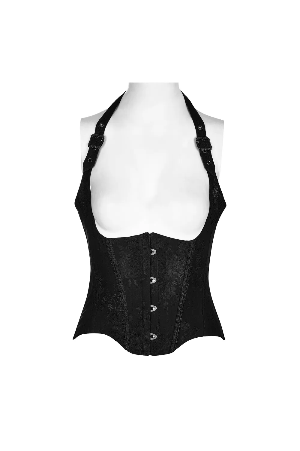 Gothic Women's Lace-up Black Corset with Feather Accents