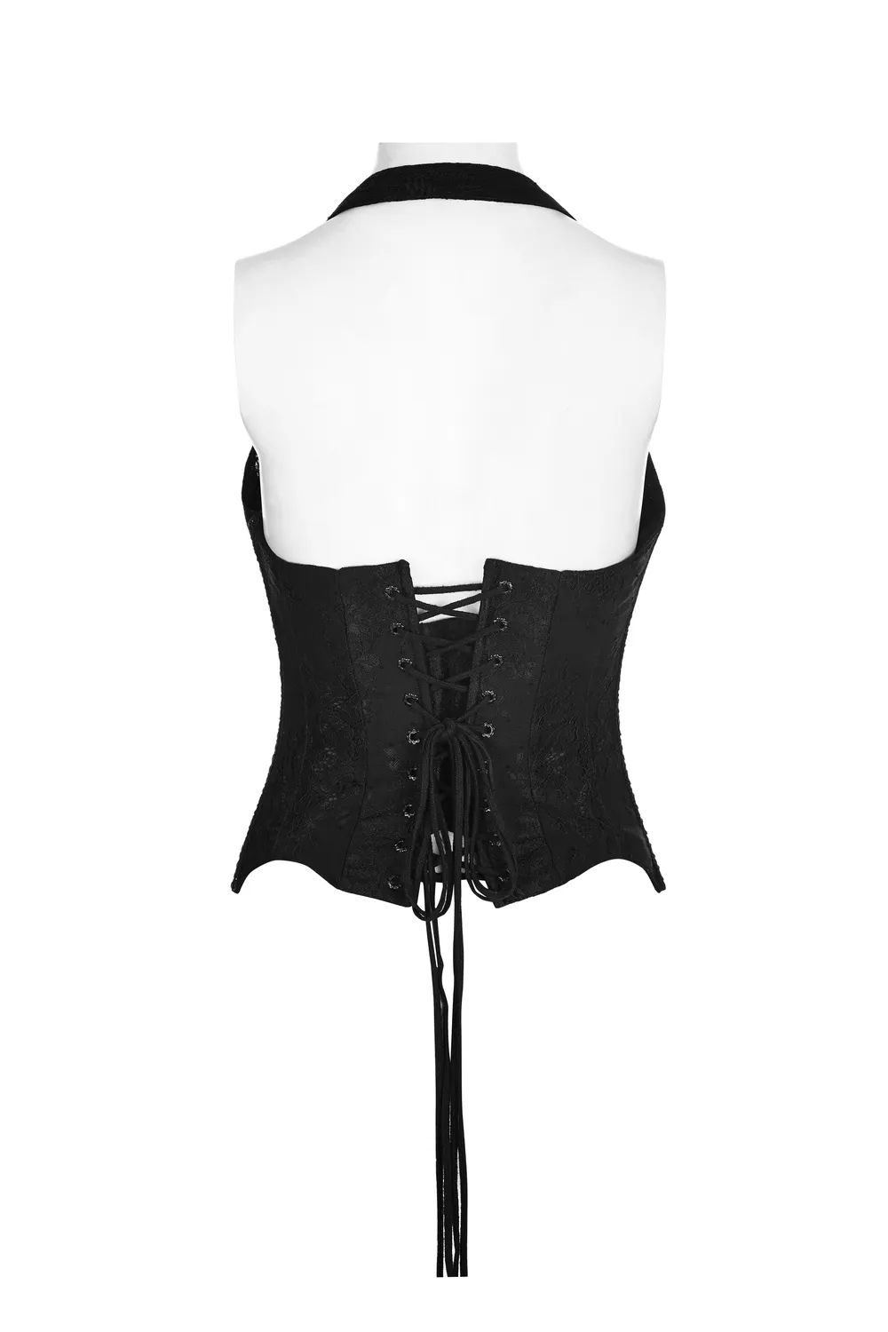 Gothic Women's Lace-up Black Corset with Feather Accents