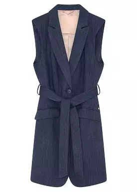 Gustav Hasel long blazer vest 52100 Blue Nights