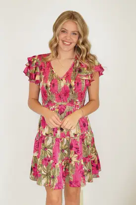 Hailey Hot Pink Floral Dress