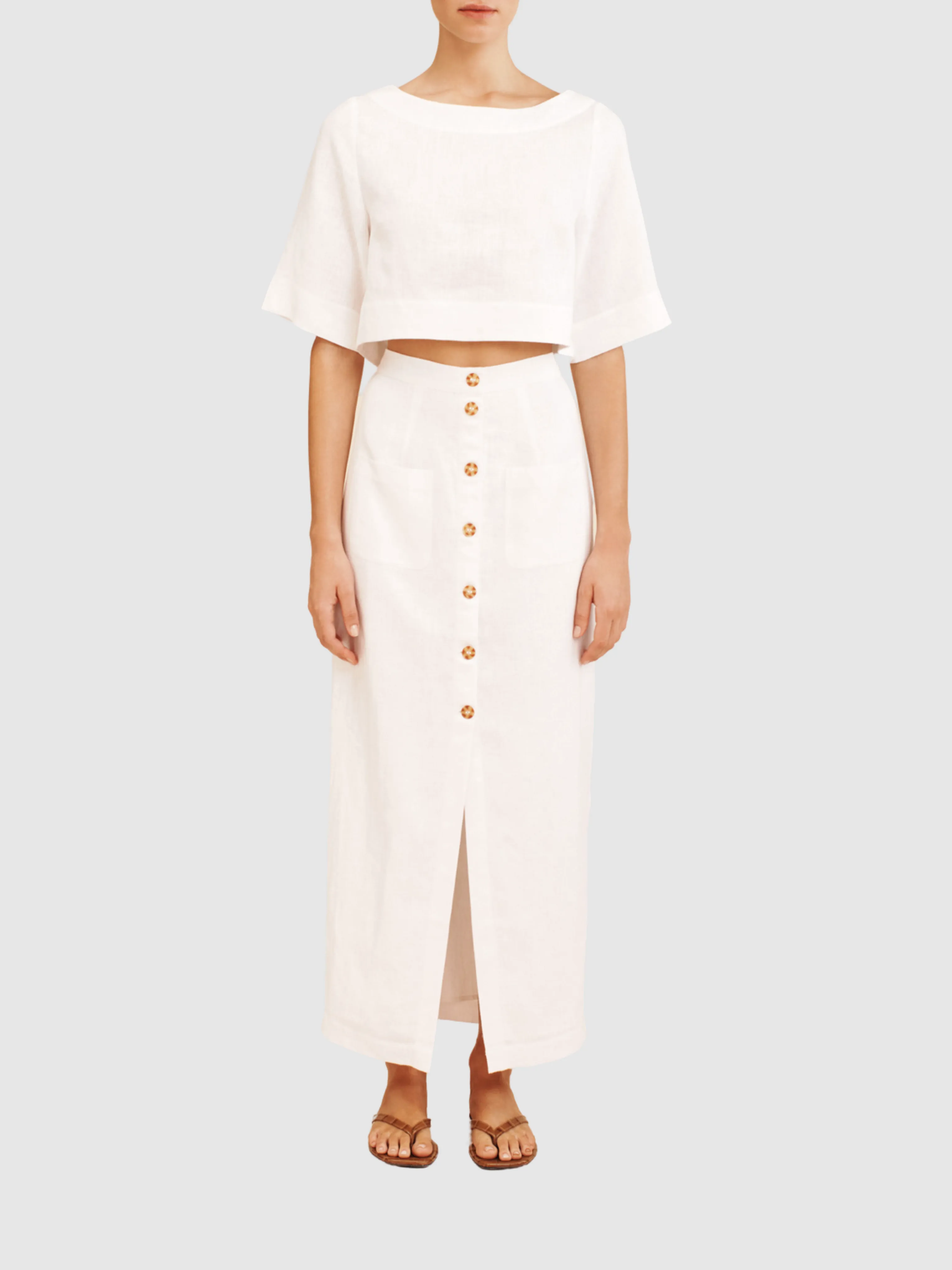 Ivory Heidi Button-own Midi Skirt