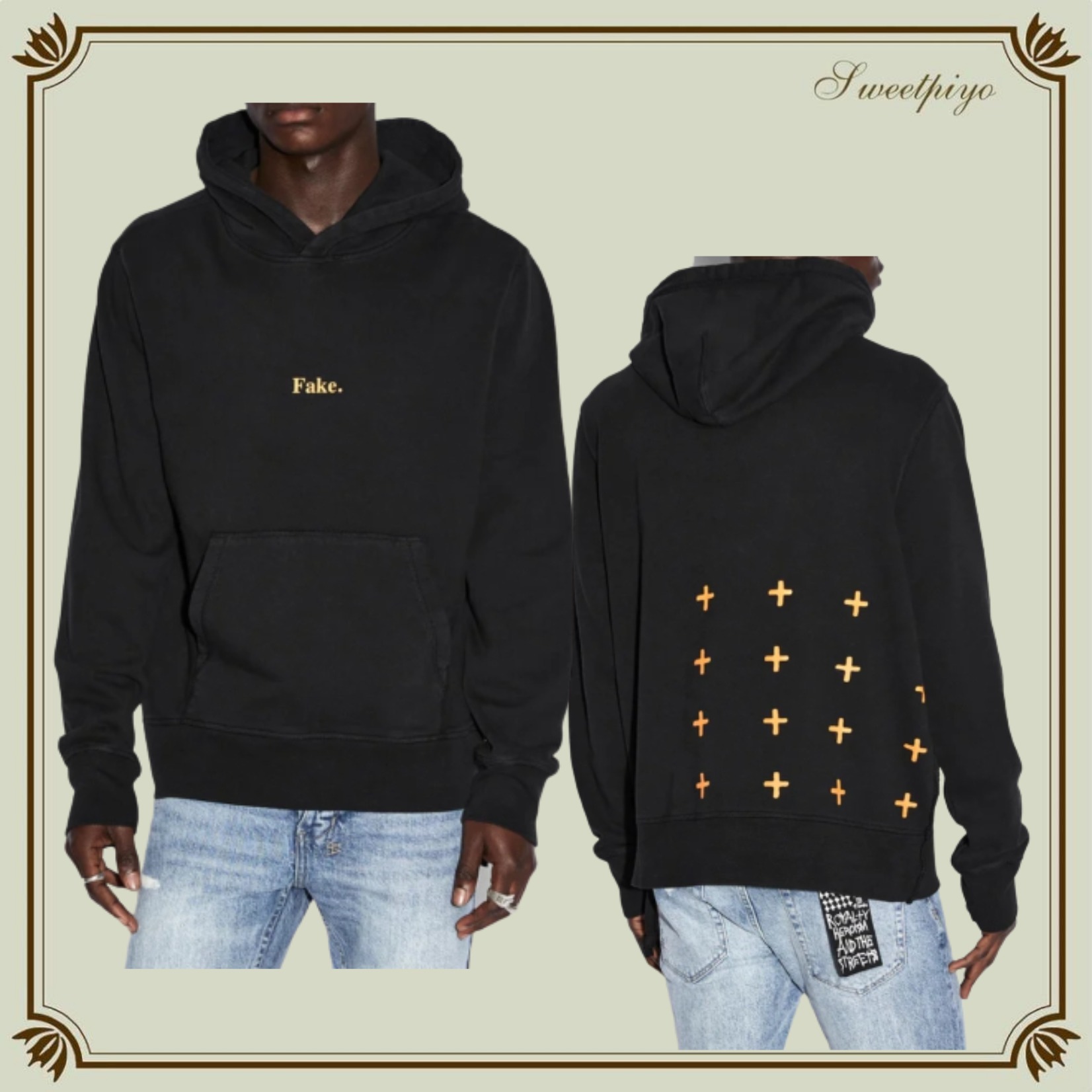 KSUBI  |FakeKash Hoodie☆KSUBI Fake Kash Hoodie Black Orange