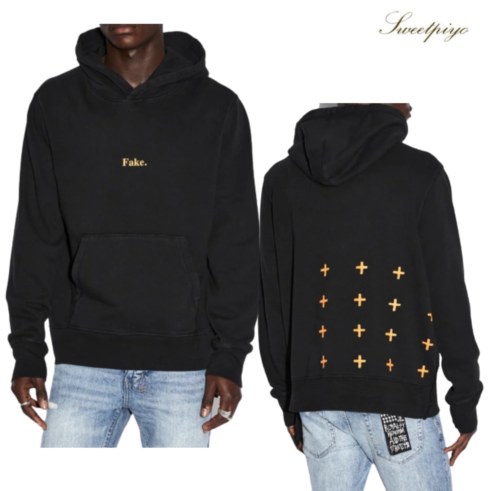 KSUBI  |FakeKash Hoodie☆KSUBI Fake Kash Hoodie Black Orange