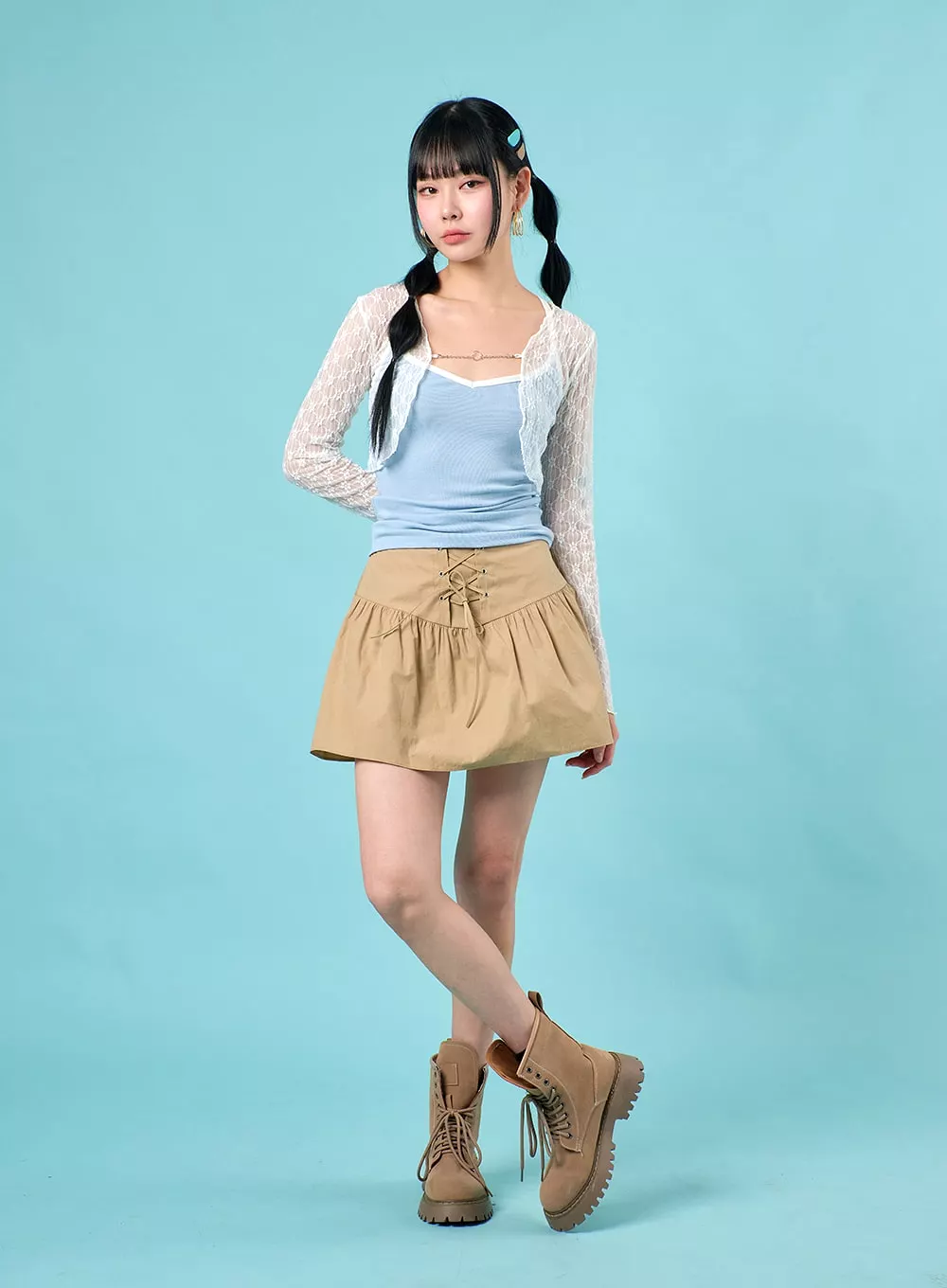 Lace-Up Mini Skirt IJ430