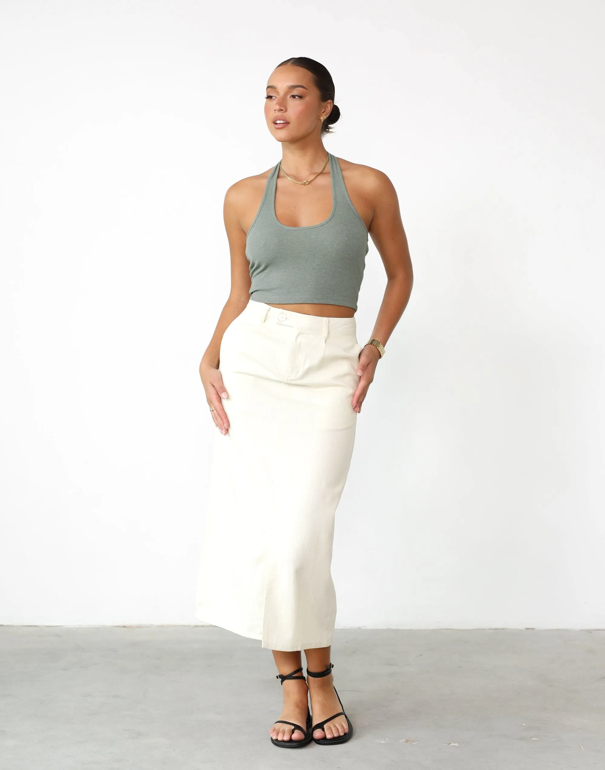 Leiya Midi Skirt (Beige)