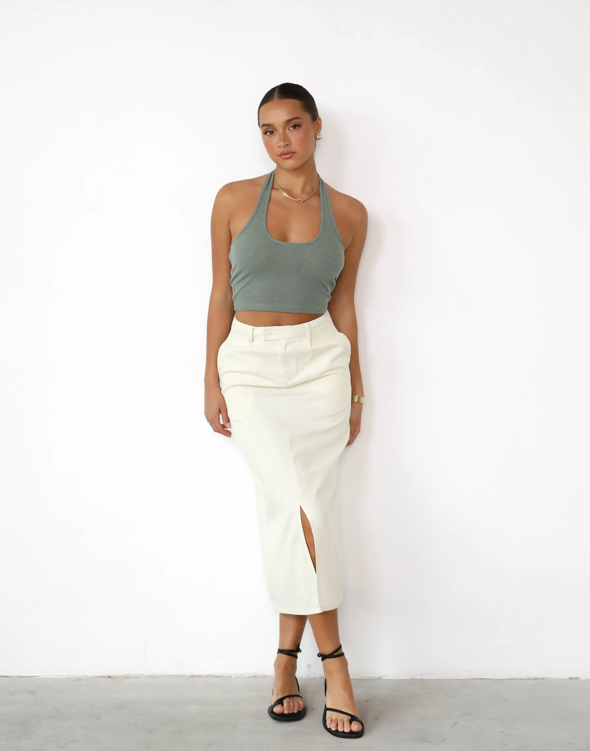 Leiya Midi Skirt (Beige)