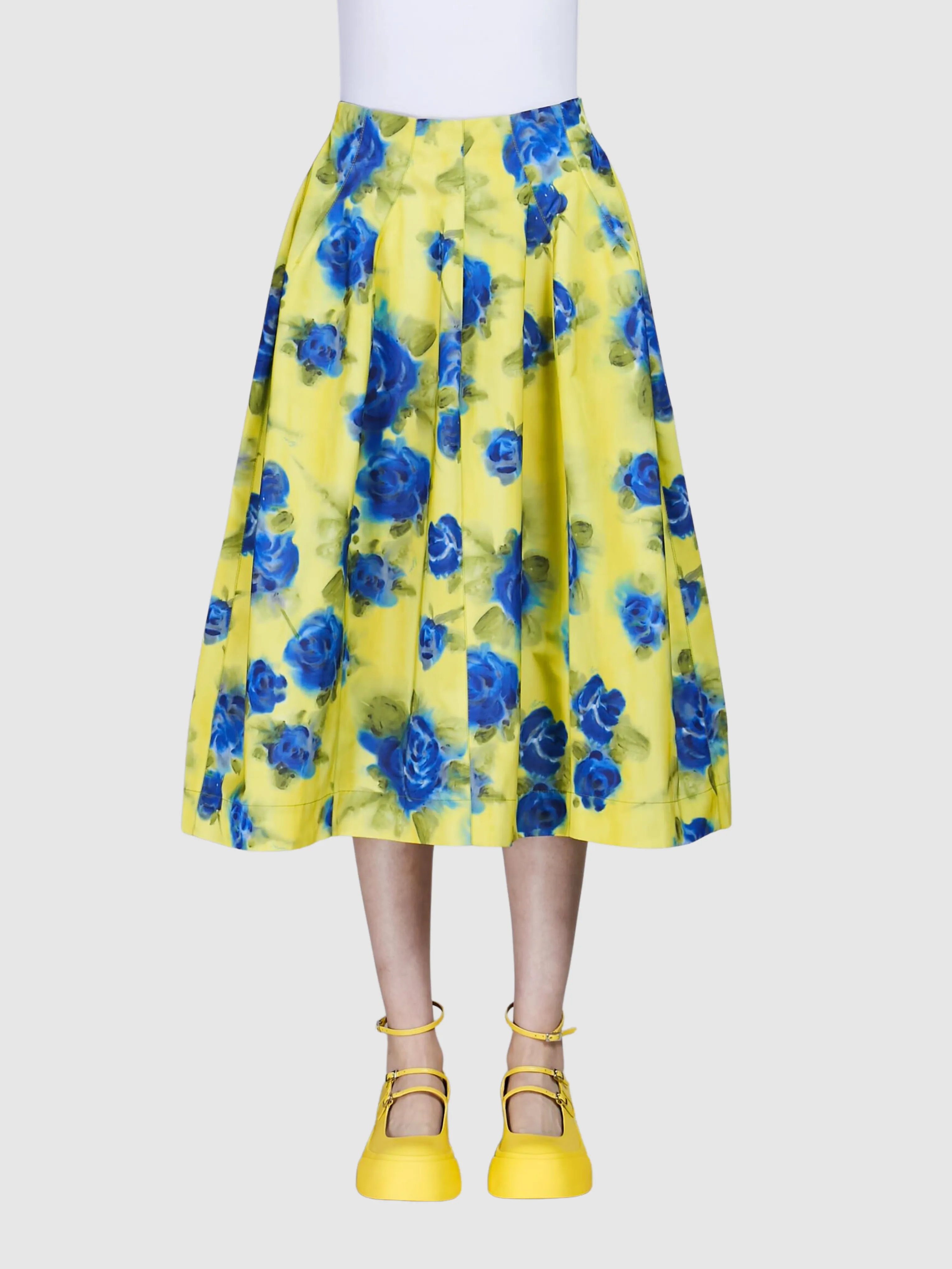 Lemonade Floral A-Line Midi Skirt