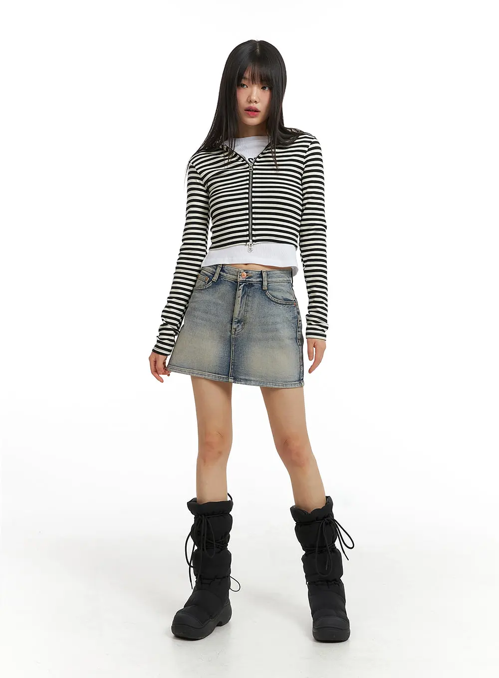 Light Washed Denim Mini Skirt CJ412