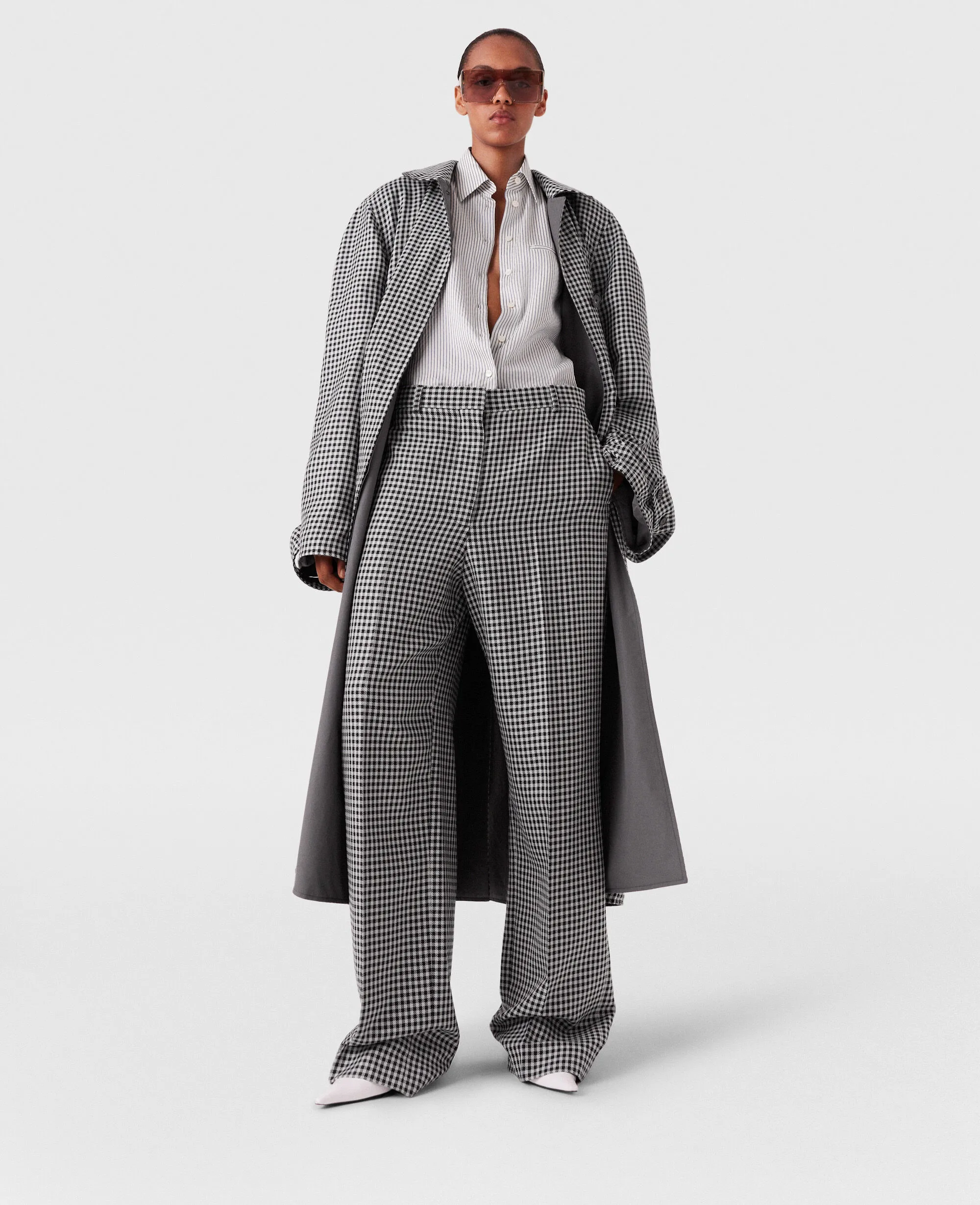 Low-Rise Check Straight-Leg Pants