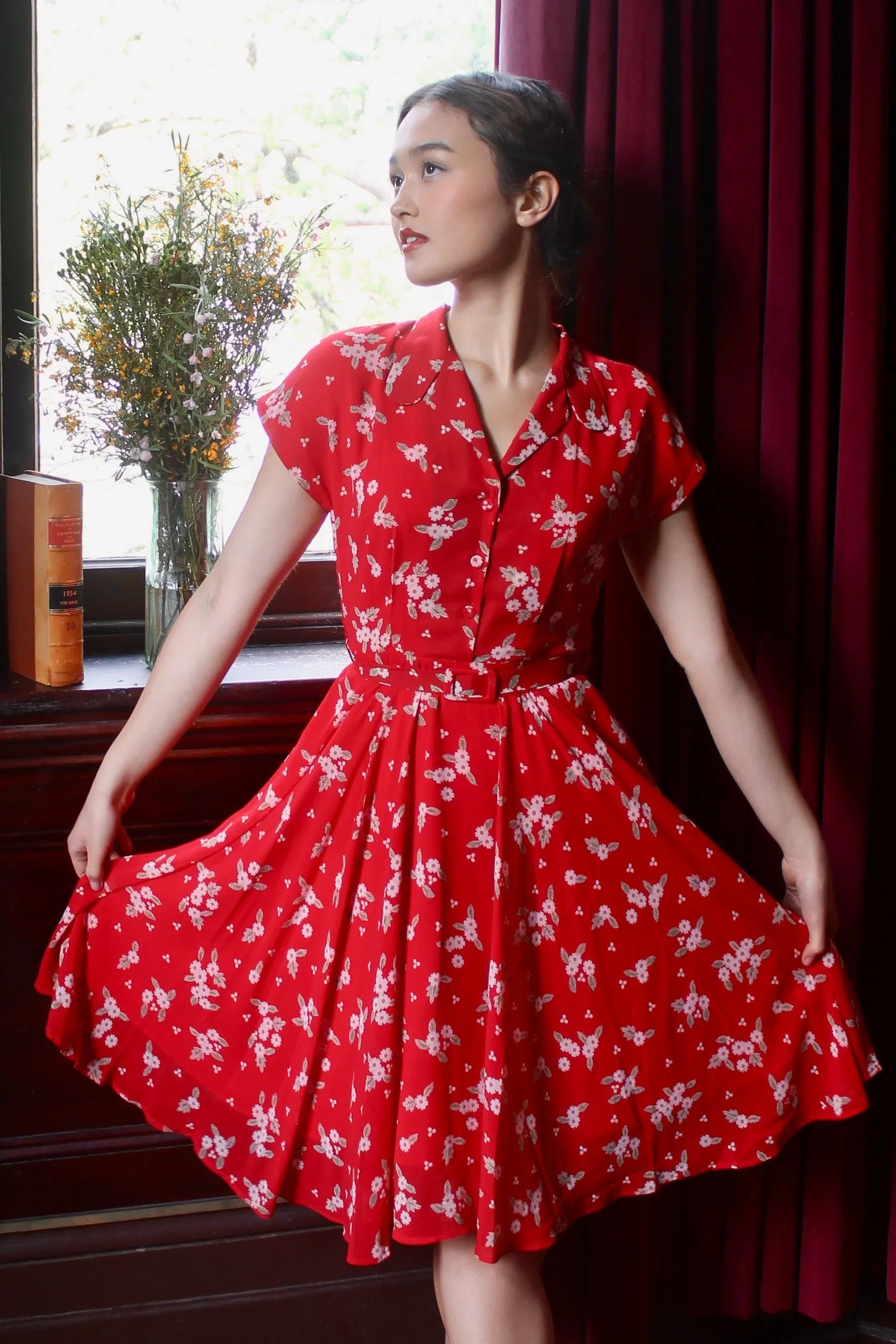 Manette Red & Cream Floral Dress