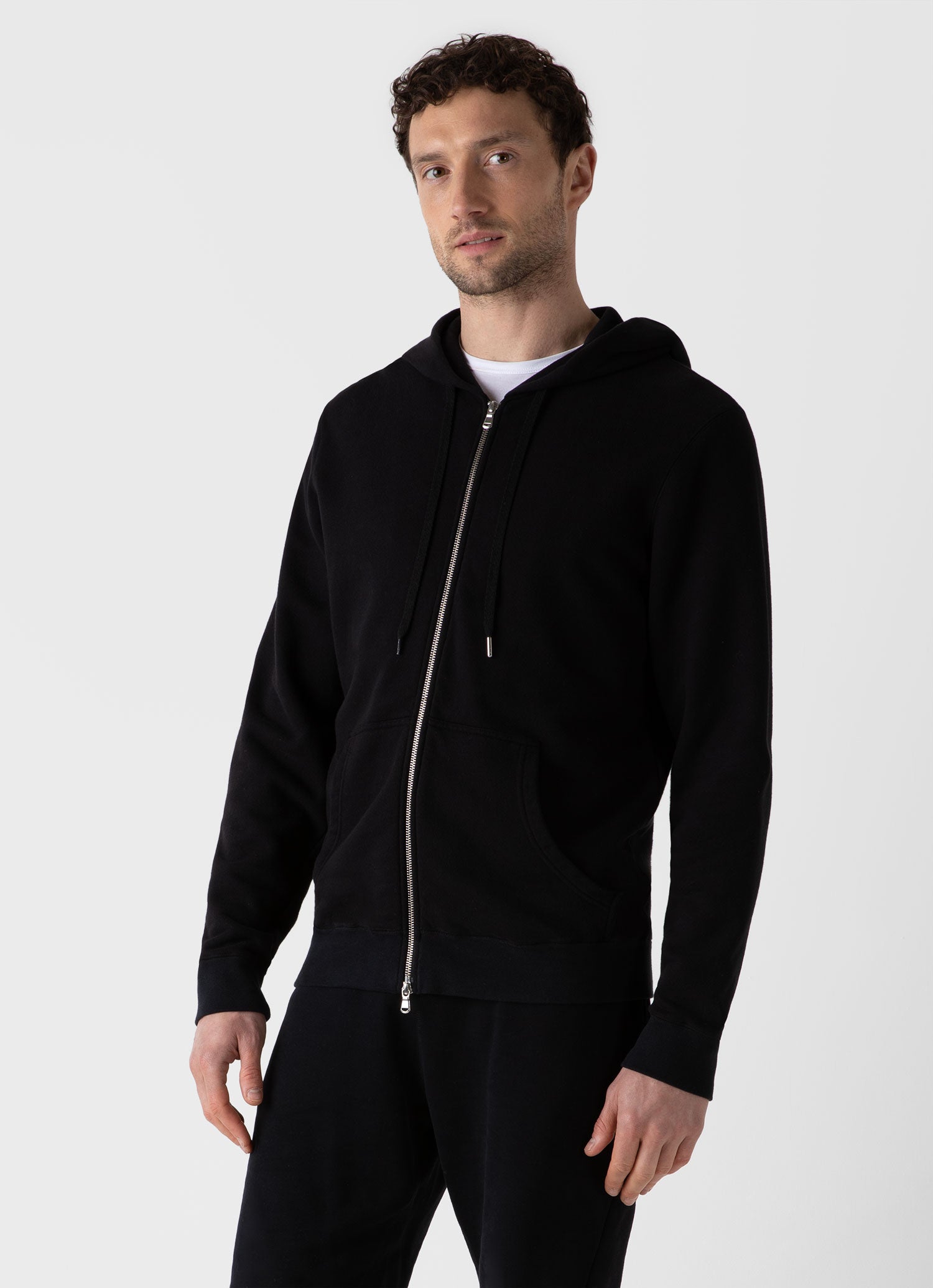 Men's Loopback Zip Hoodie in Black