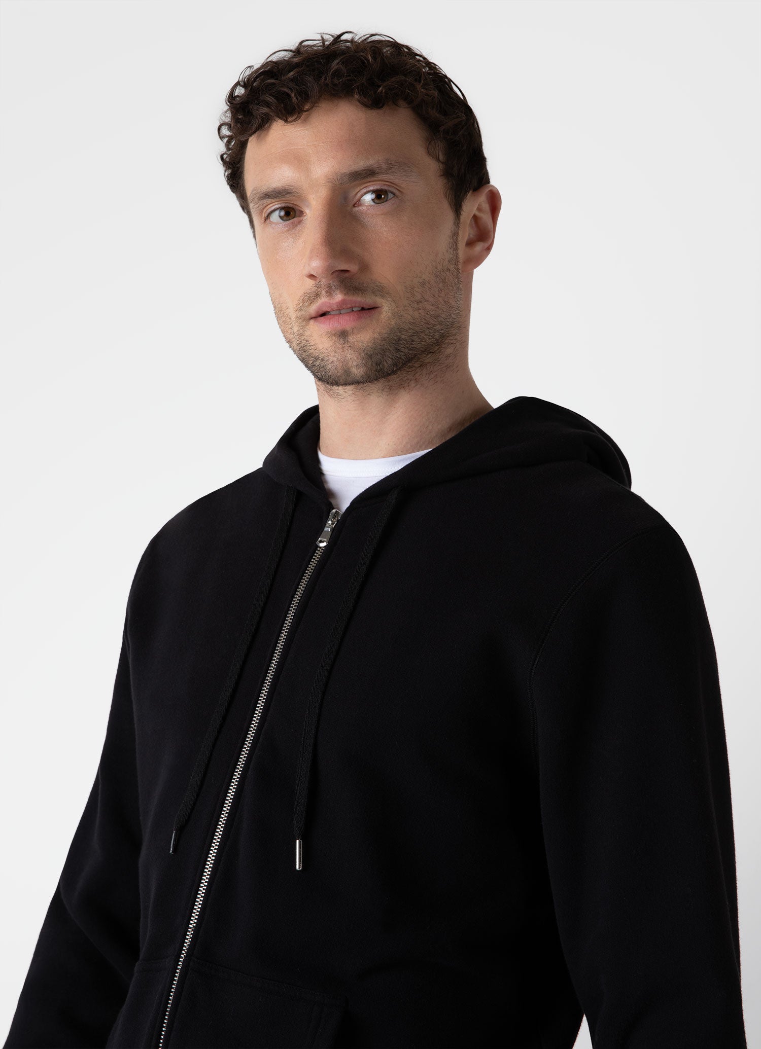 Men's Loopback Zip Hoodie in Black