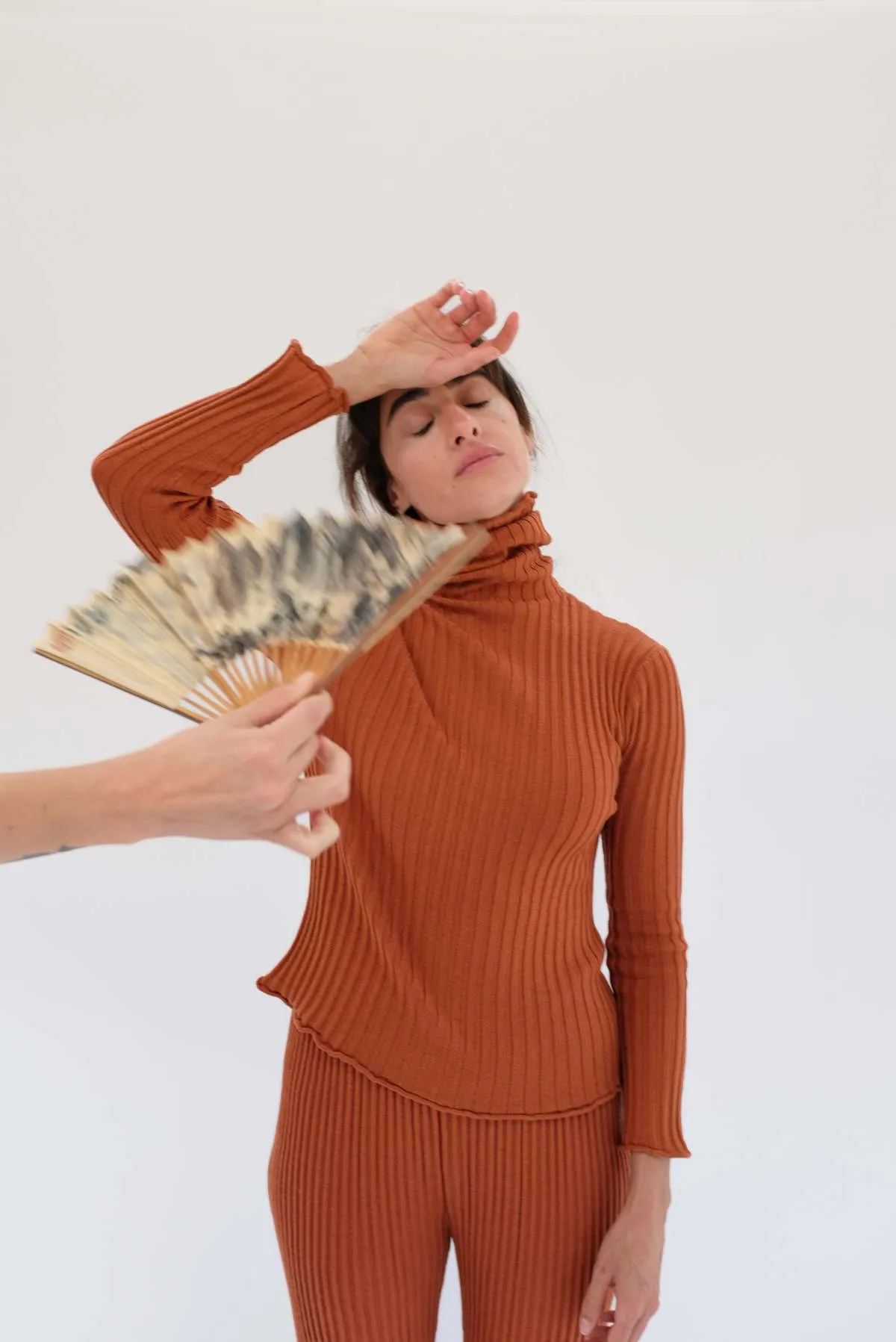 Merino Ribbed Turtleneck - Terracotta