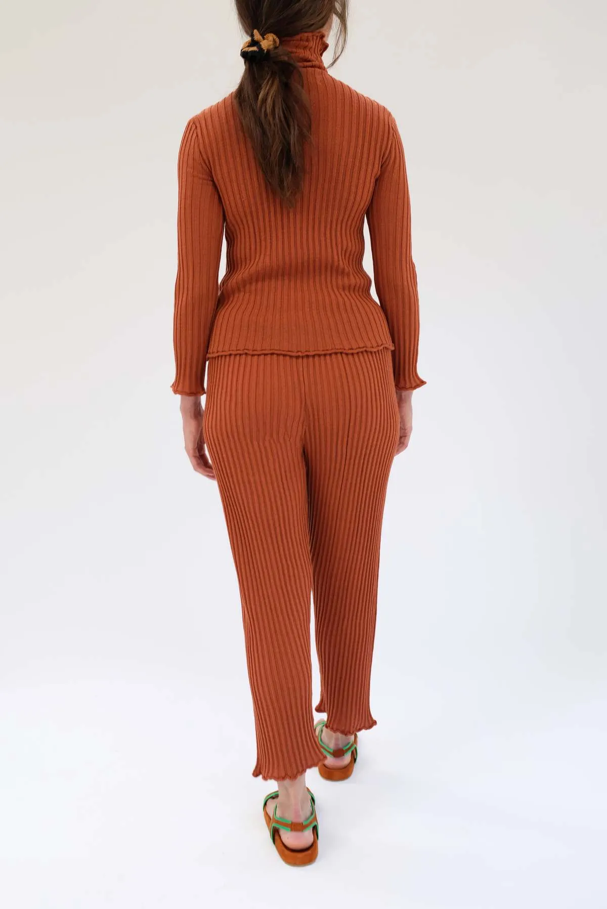 Merino Ribbed Turtleneck - Terracotta