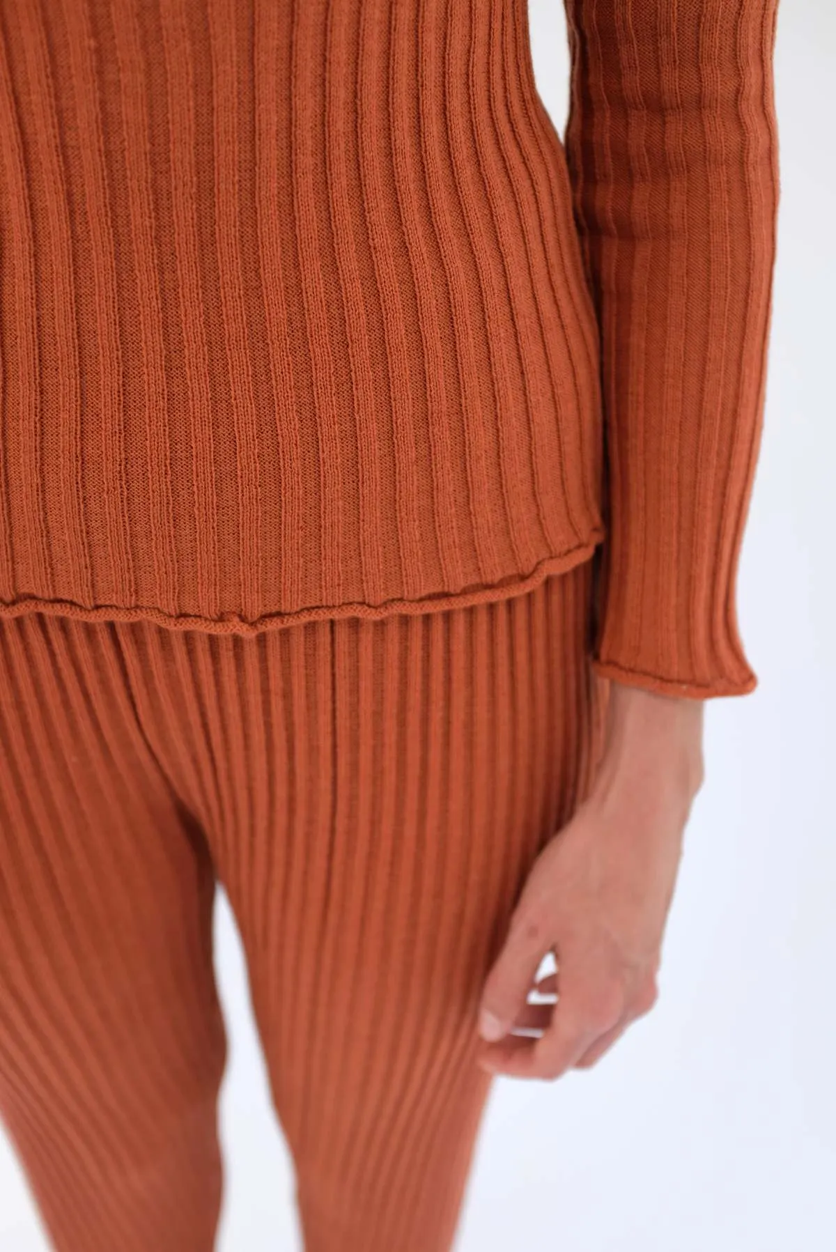 Merino Ribbed Turtleneck - Terracotta