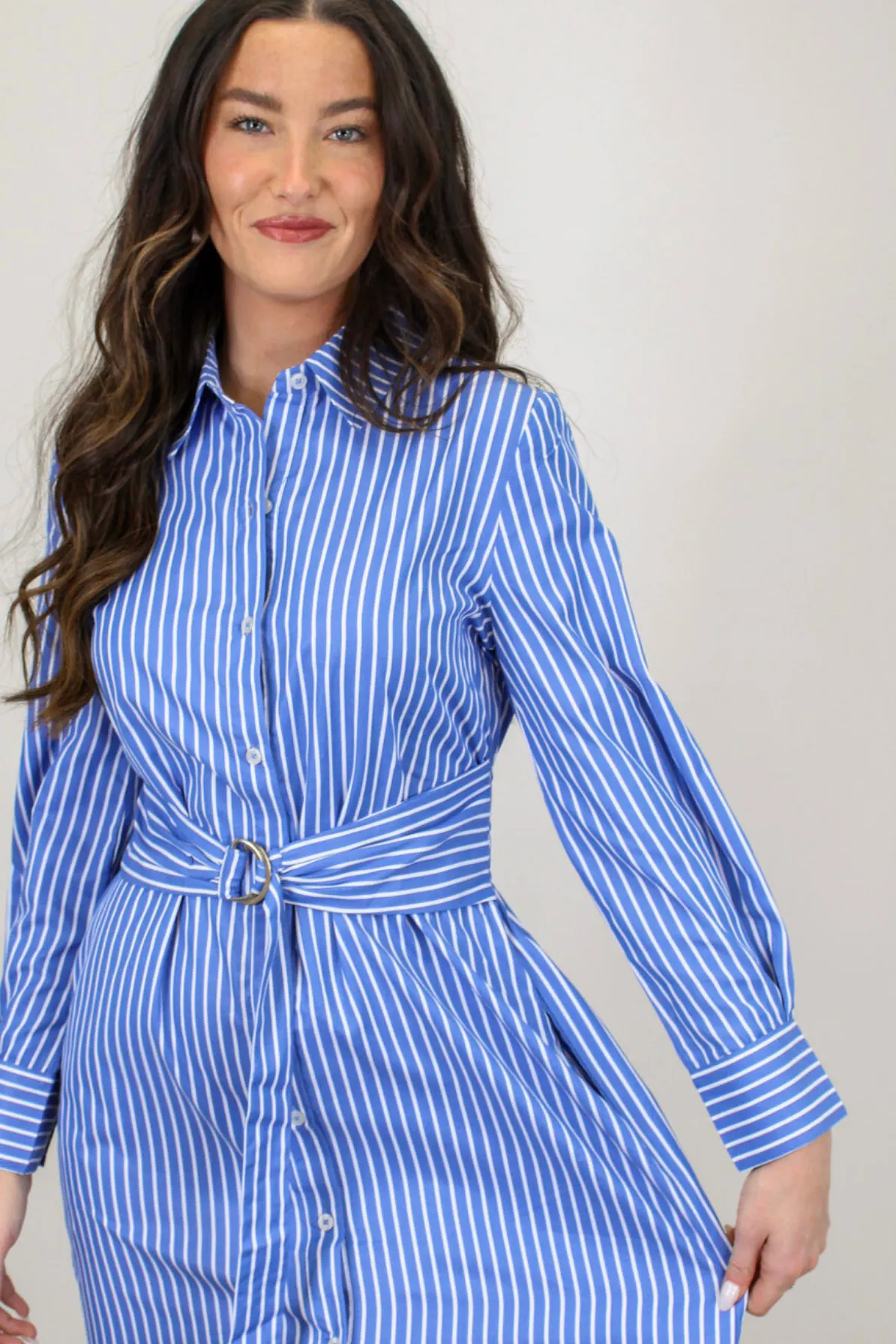 Mint Julep Stripe Midi Dress in Blue