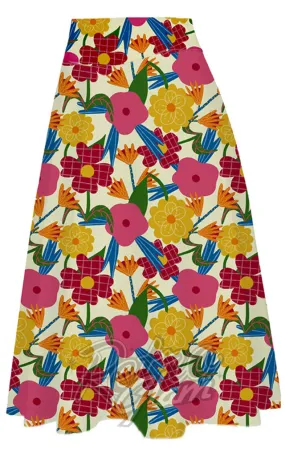 Miss Lulo Ava Retro Floral Swing Skirt - S left only