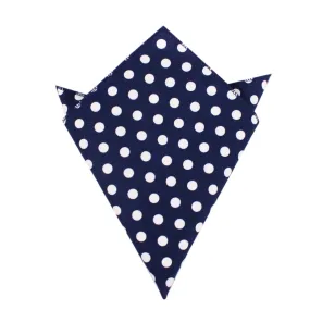 Navy Blue with White Large Polka Dots Cotton Pocket Square