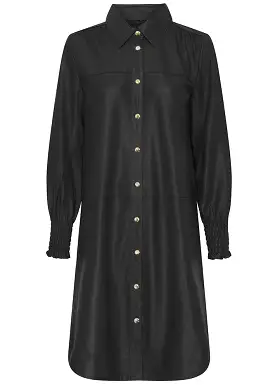 Notyz Oversized Shirt Dress 11249 Skindkjole - Black with light gold