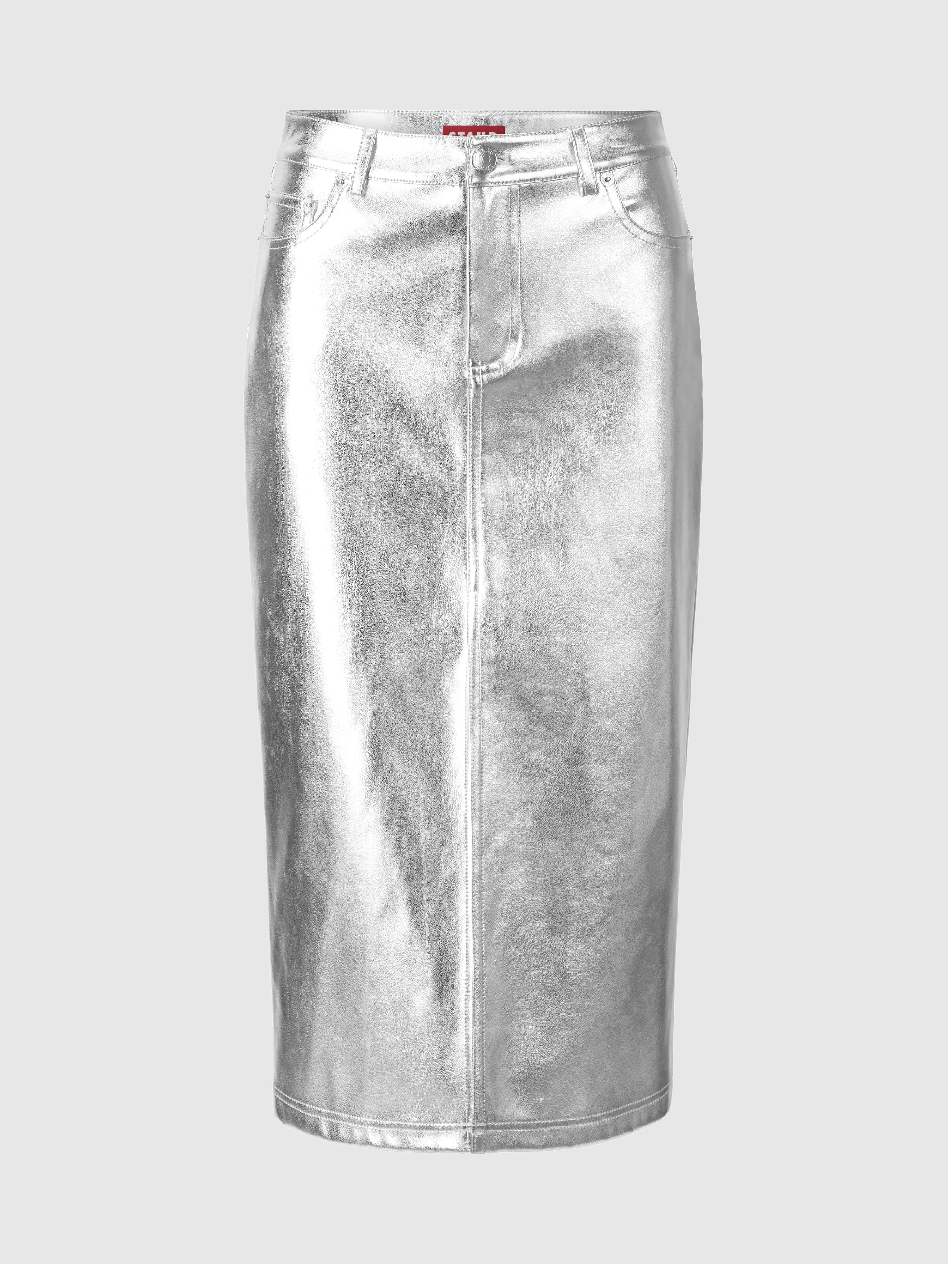 Oaklin Silver Midi Skirt