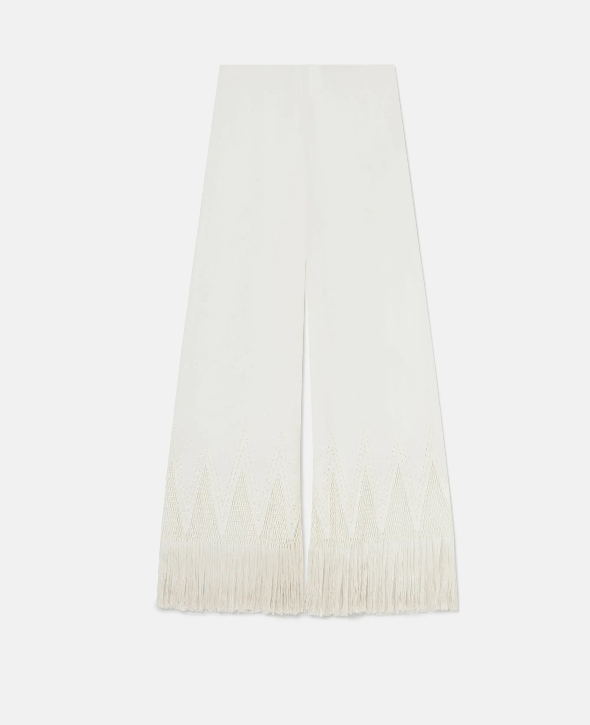 Open-Knit Fringe Wide-Leg Pants