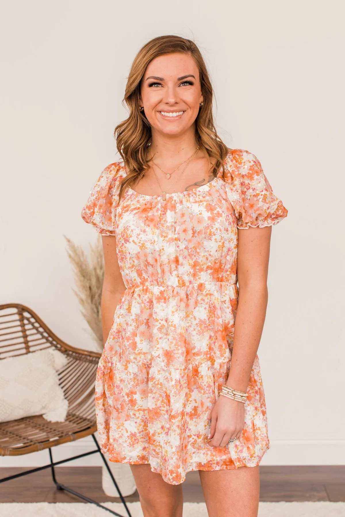 Perfect Pose Floral Dress- Orange