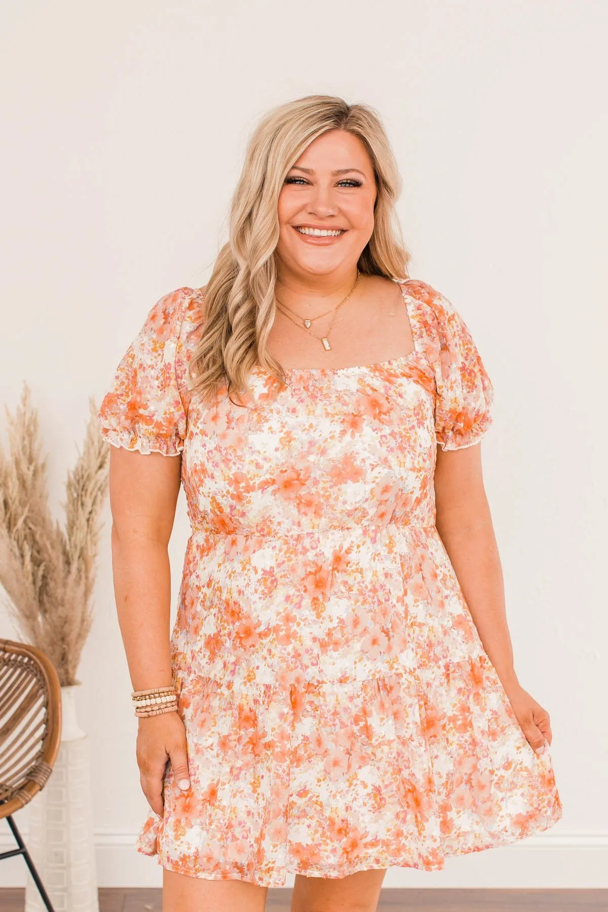 Perfect Pose Floral Dress- Orange