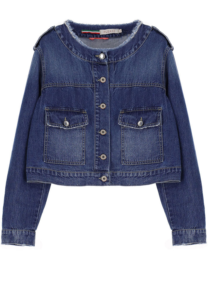 Please Blazer Shortcut - Denimjakke - Blu Denim