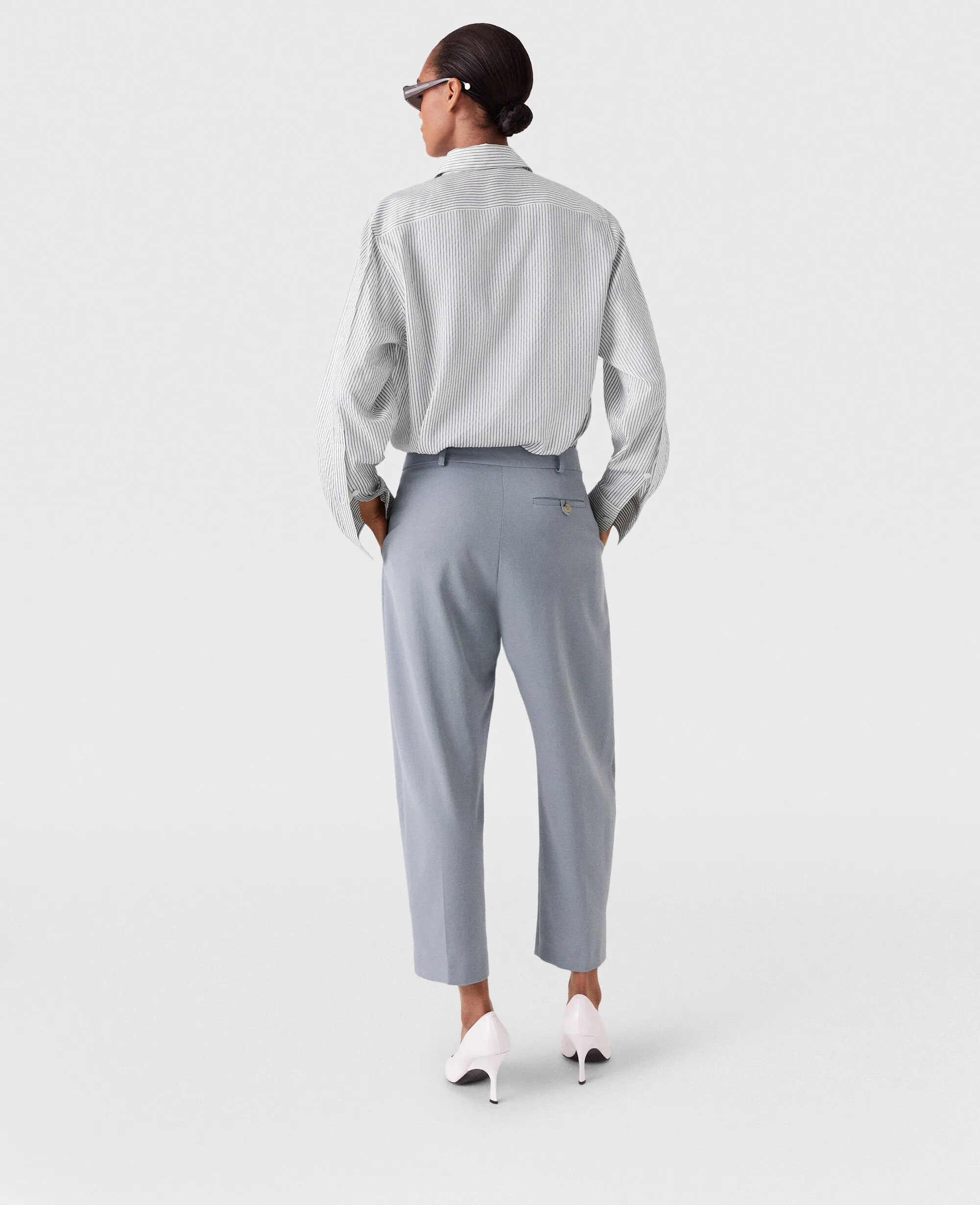 Pleated High-Rise Wool Pants