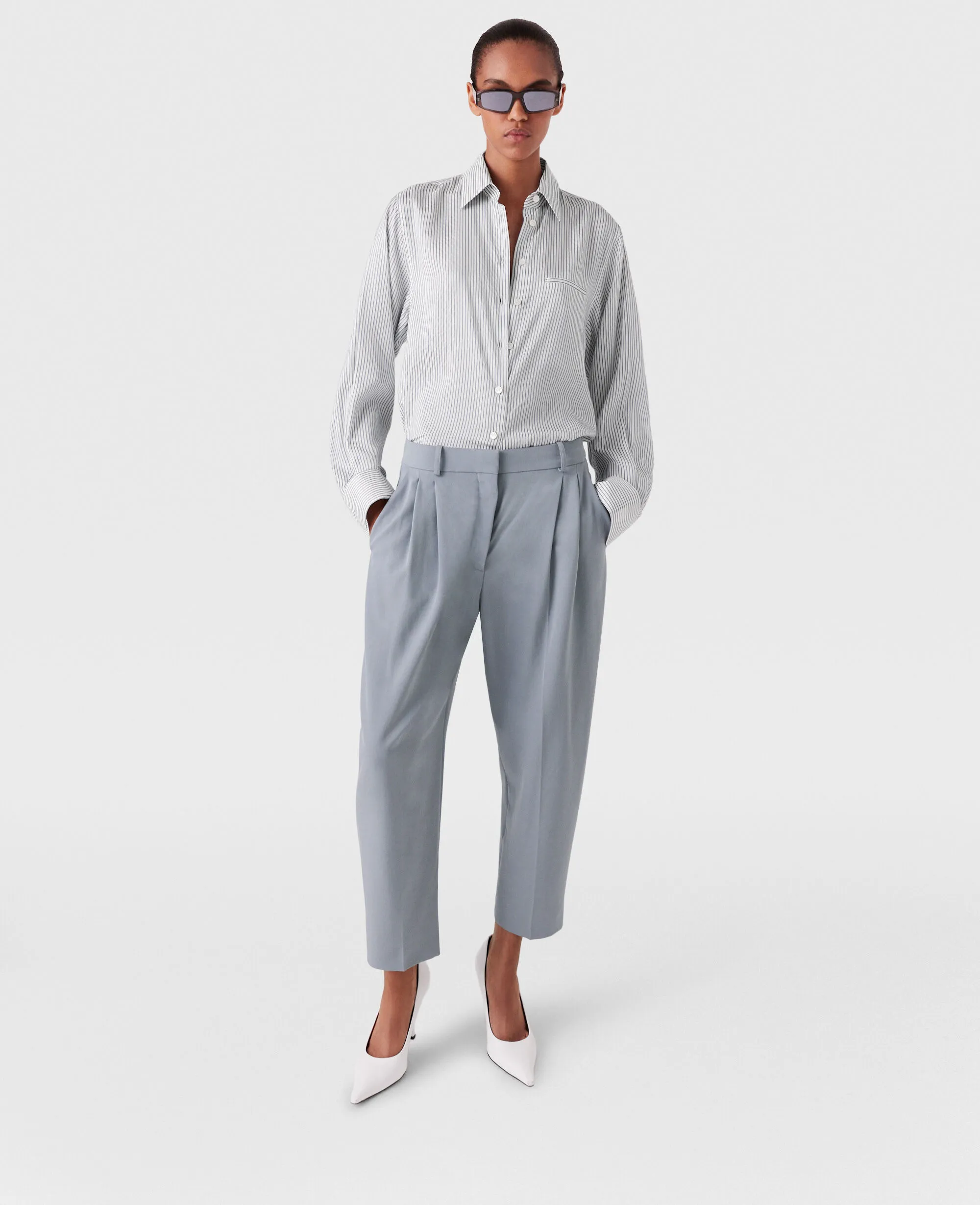 Pleated High-Rise Wool Pants