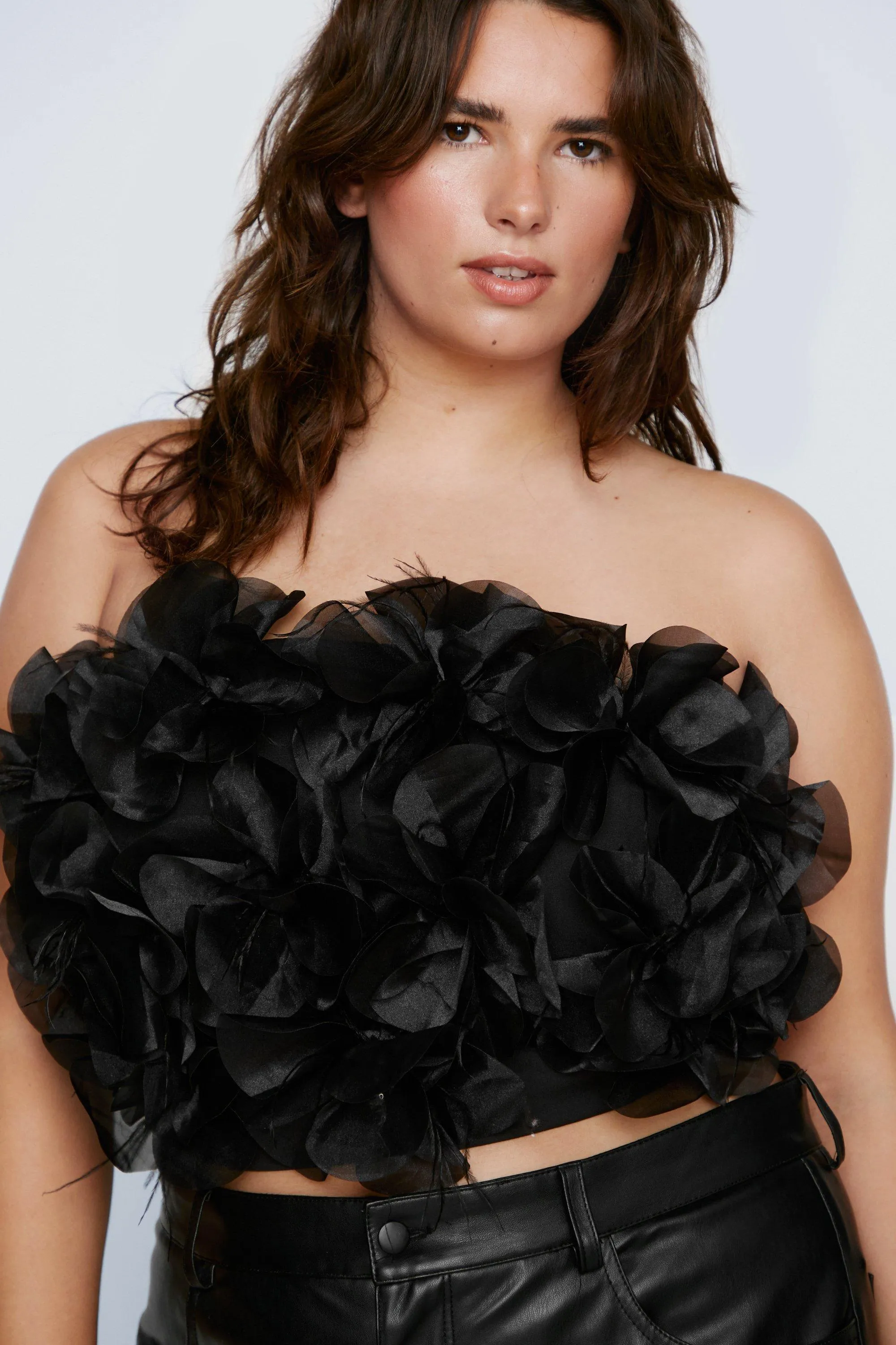 Plus Size Petal Feather Bandeau Corset Top