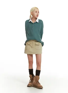 Pocket Cotton Mini Skirt IF408