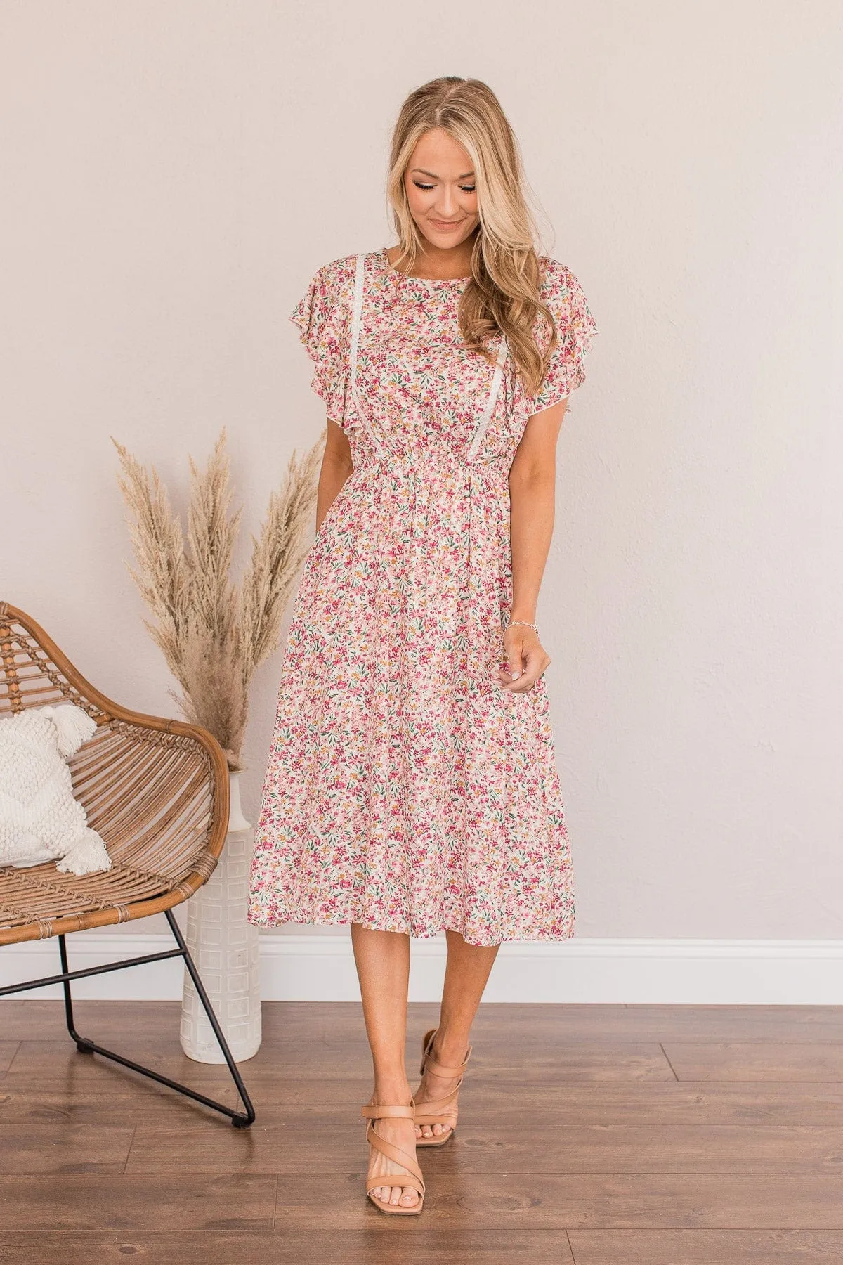 Prancing Prairies Floral Dress- Ivory