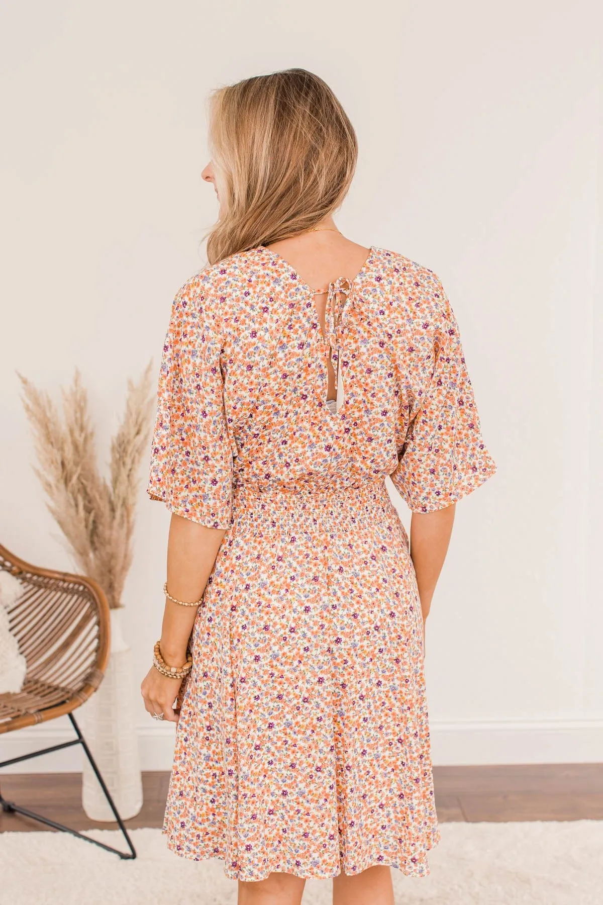 Spring Celebration Floral Dress- Peach