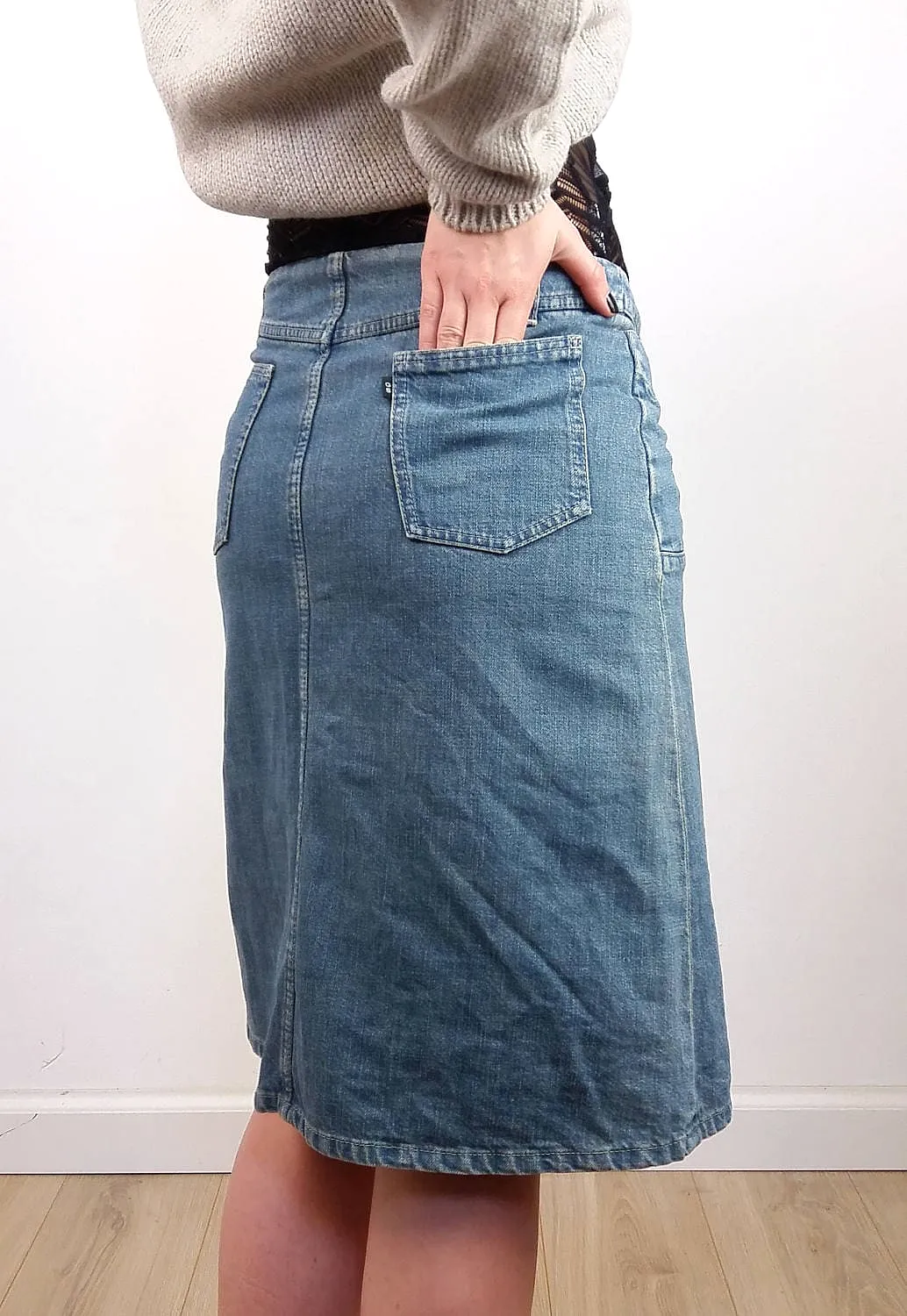 STRENESSE Gabriele Strehle Y2K Denim Midi Skirt