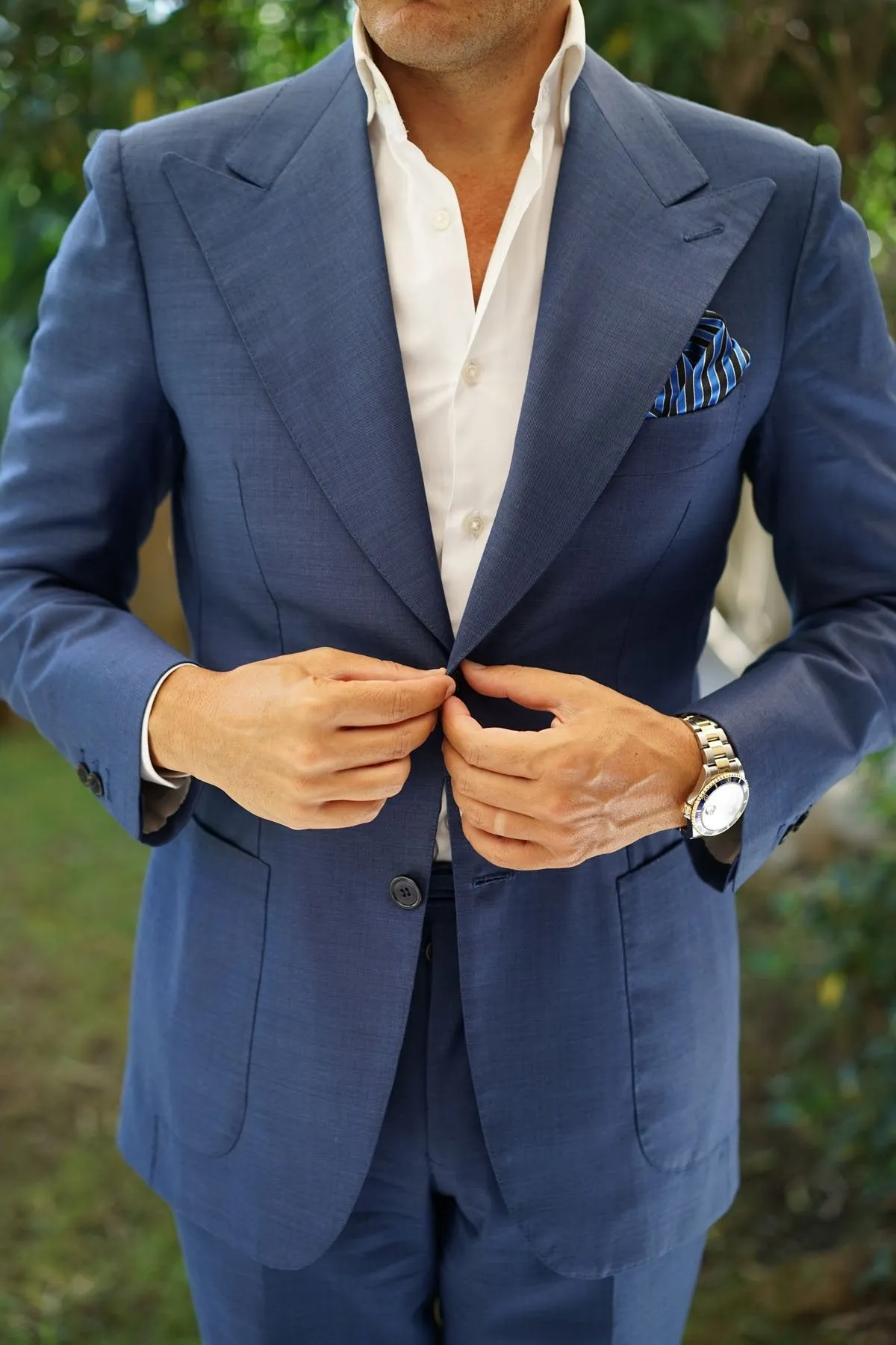 Striped Blue Black Pocket Square