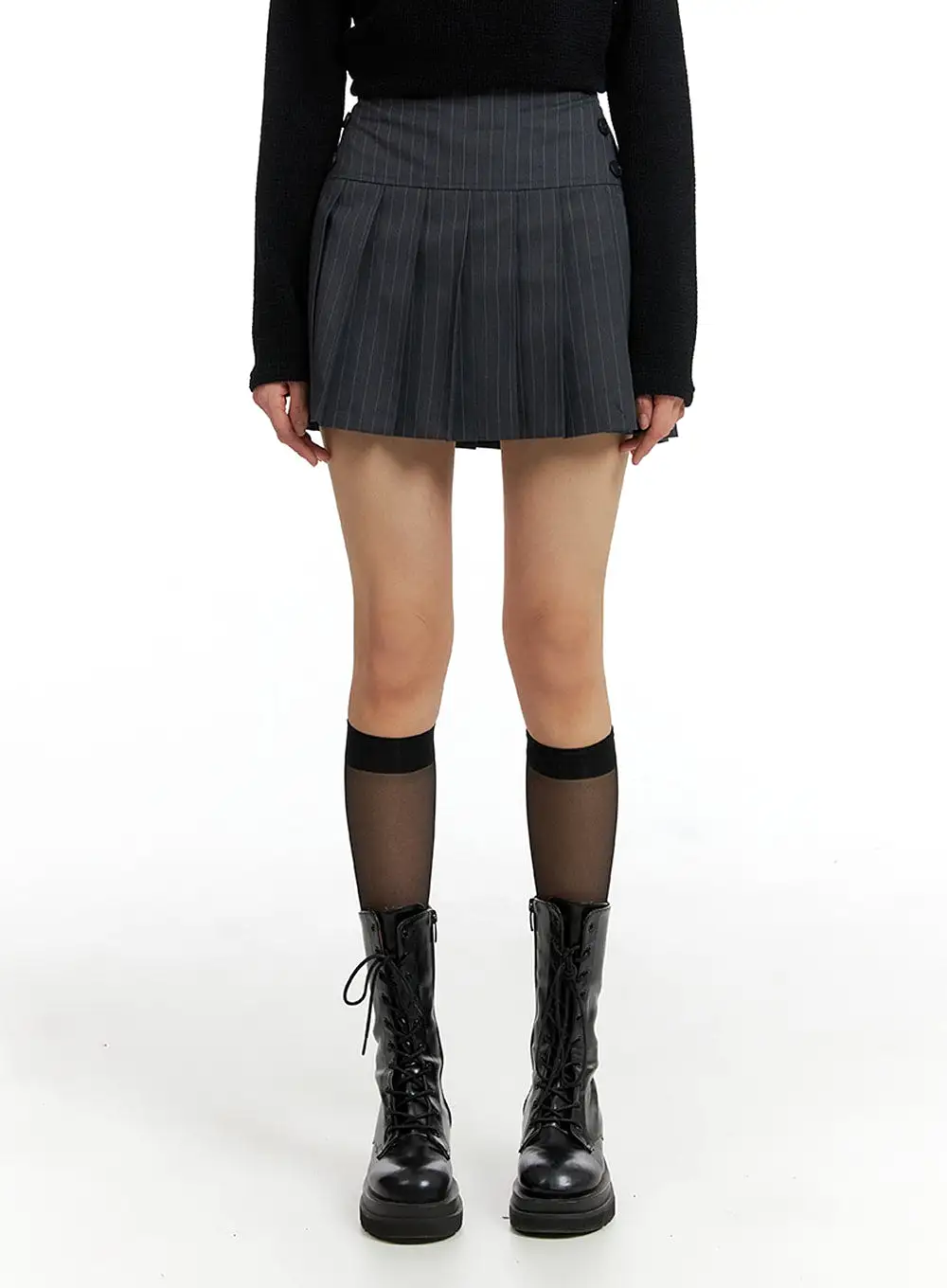 Striped Pleated Mini Skirt IF402