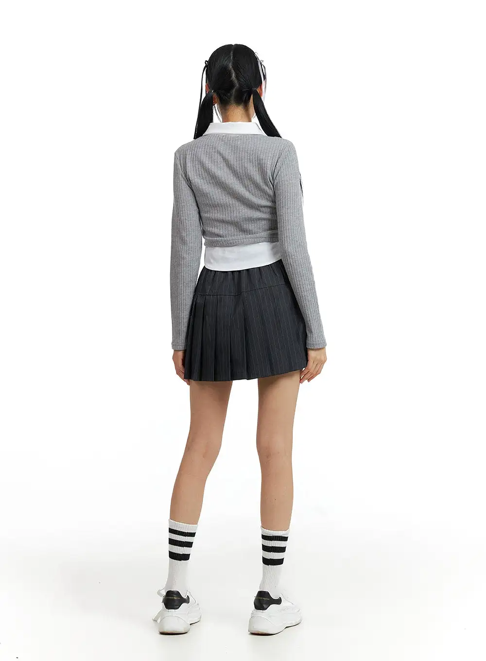 Striped Pleated Mini Skirt IF402