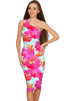 Sweet Illusion Layla One-Shoulder Pink Floral Dress - Women